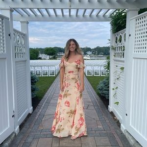 REFORMATION Lara Maxi Dress in Naples Peach Floral 4